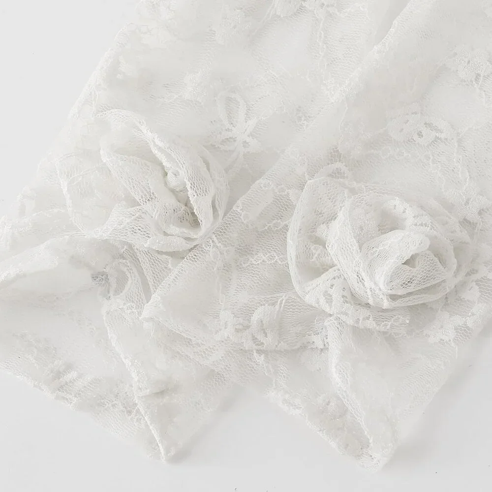 Women's White Floral Lace Opera Elegant Evening Party Prom Gloves Accessories
